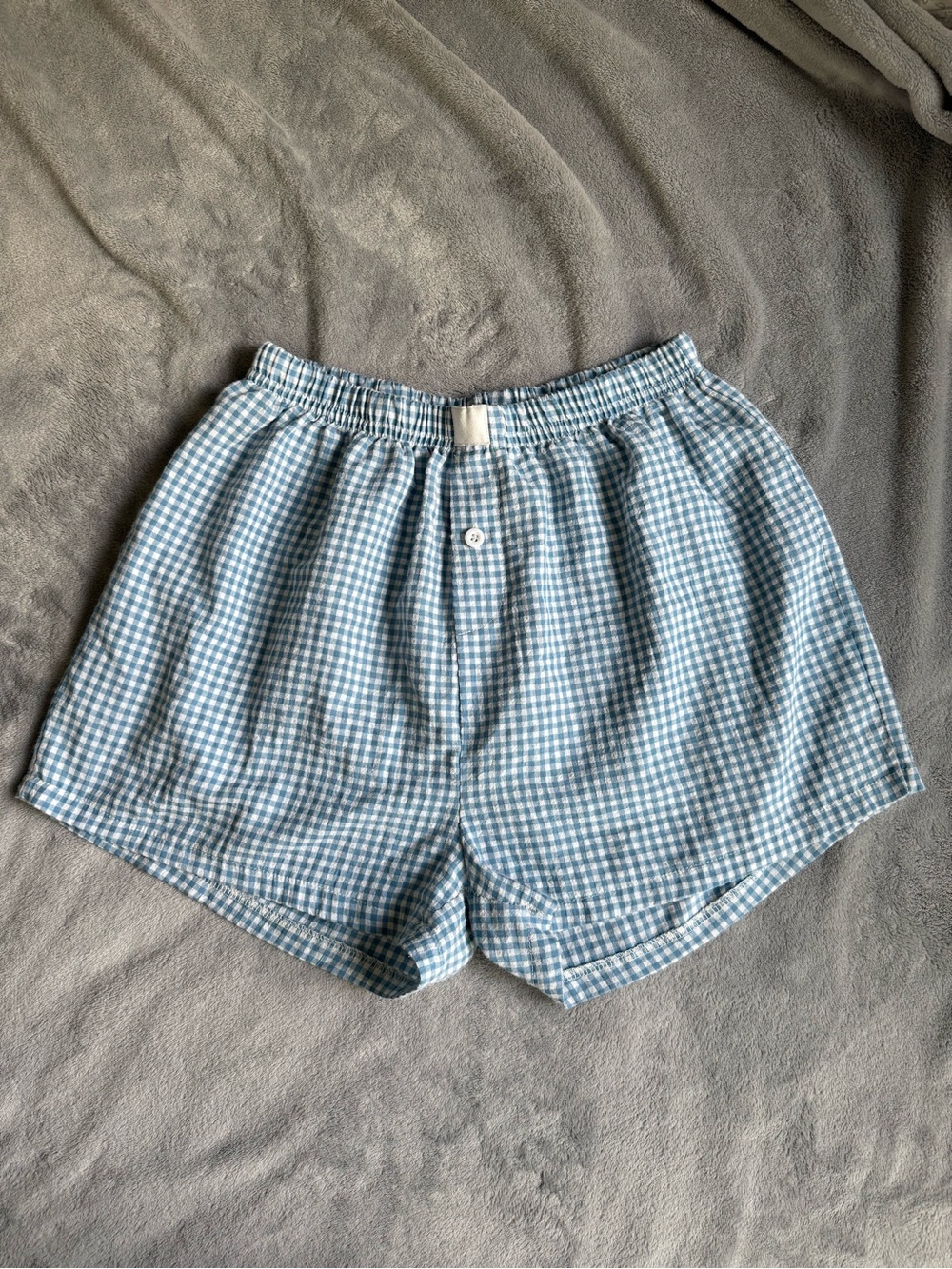 Amazon Essentials Blue Gingham Athletic Shorts